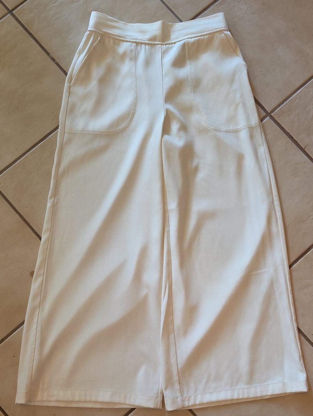 Max Studio Cream Elastic Waist Trousers